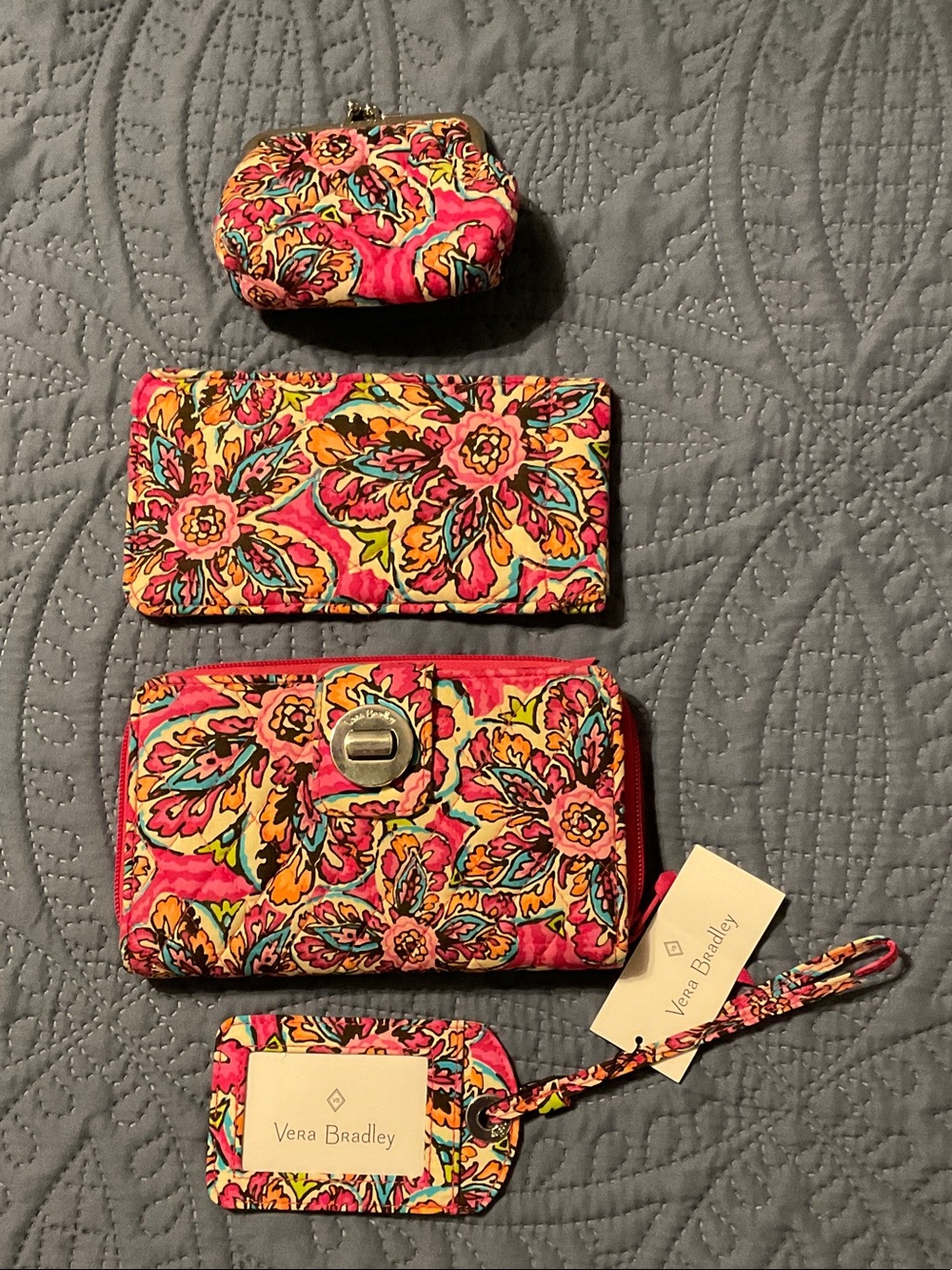 Vera Bradley Floral Quilted Wallet & Wristlet Set in Pink Multicolor